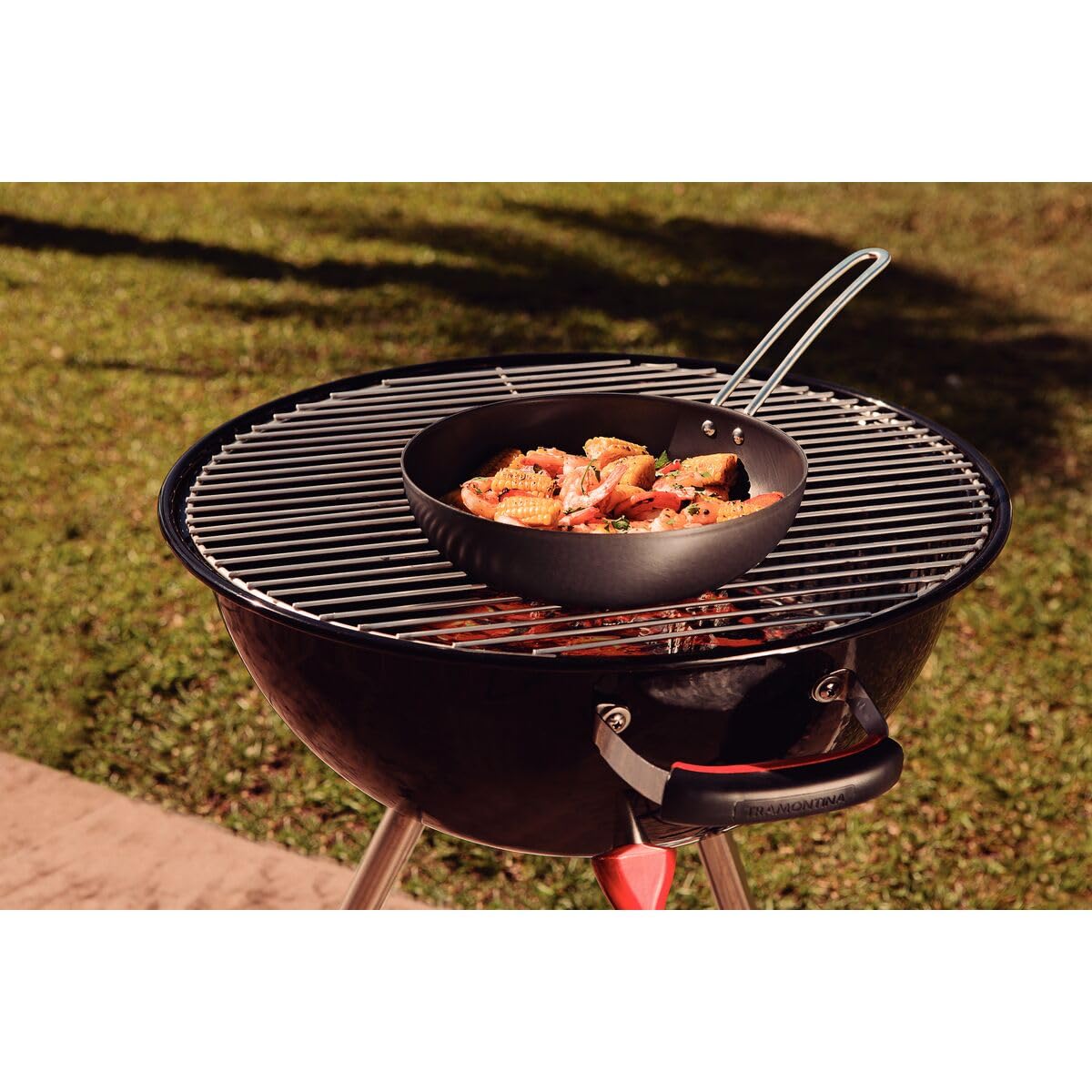 Tramontina Anodised Aluminium Barbecue Wok 24 cm - 2.2l, Black, 24cm - Image 3