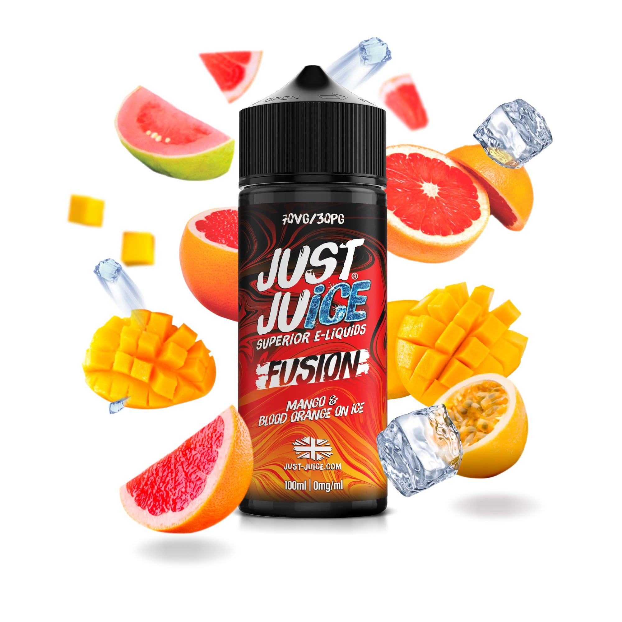Just Juice Superior E-Liquids 70/30 Vape Liquid - 100ml 0mg Fusion Mango & Blood Orange on Ice Vape Juice, Vaping Liquids, 70VG 30PG E-Liquid