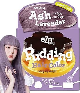 eZn Pudding Hair Dye, Ammonia-Free, Semi-Permanent DIY Korean Hair Dye Color with Keratin (Ash_Lavender)