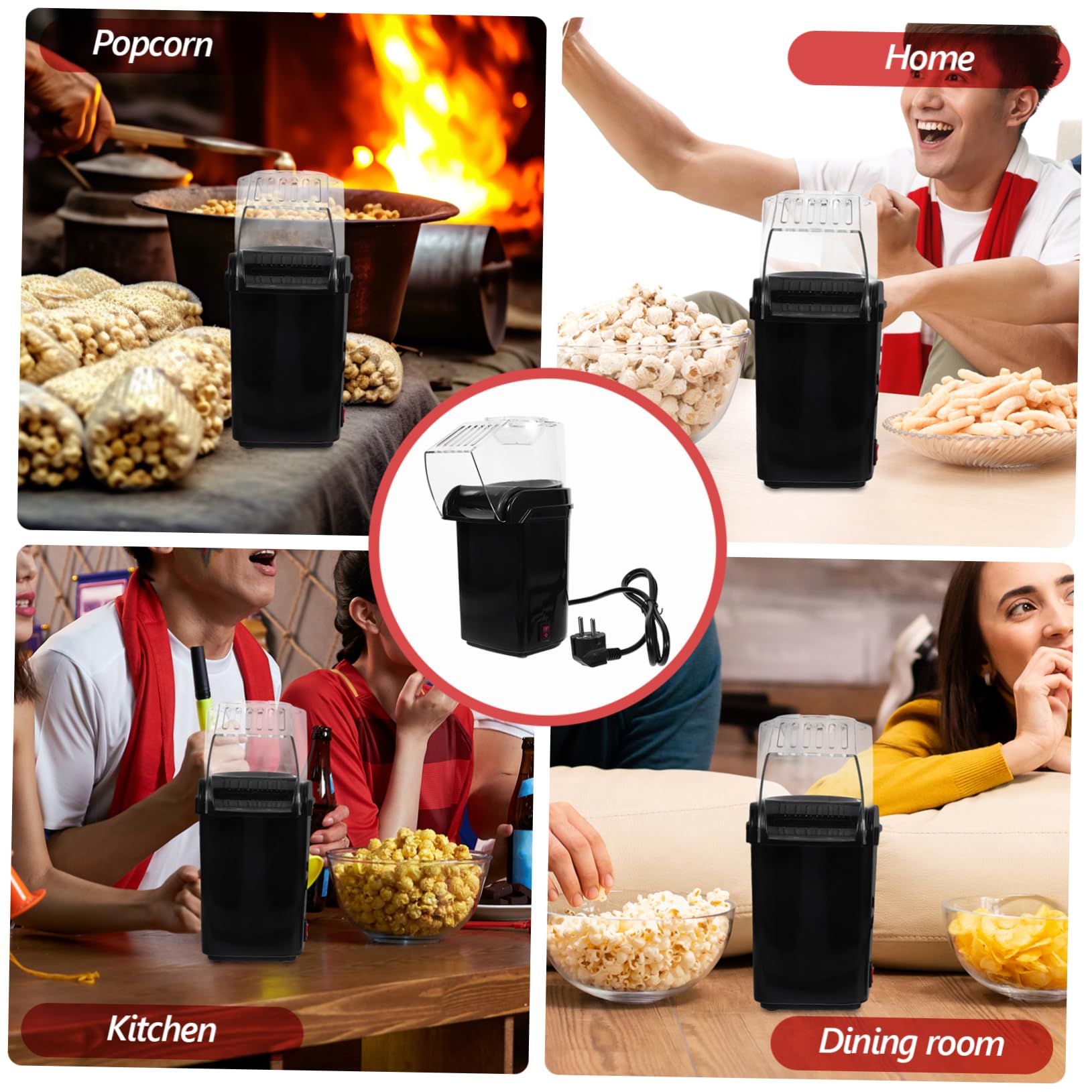 SHOWERORO Mini Palomitero Eléctrico Con Taza Medidora Para Fiestas Máquina Automática De De Maíz De Alta Eficiencia Sin Aceite