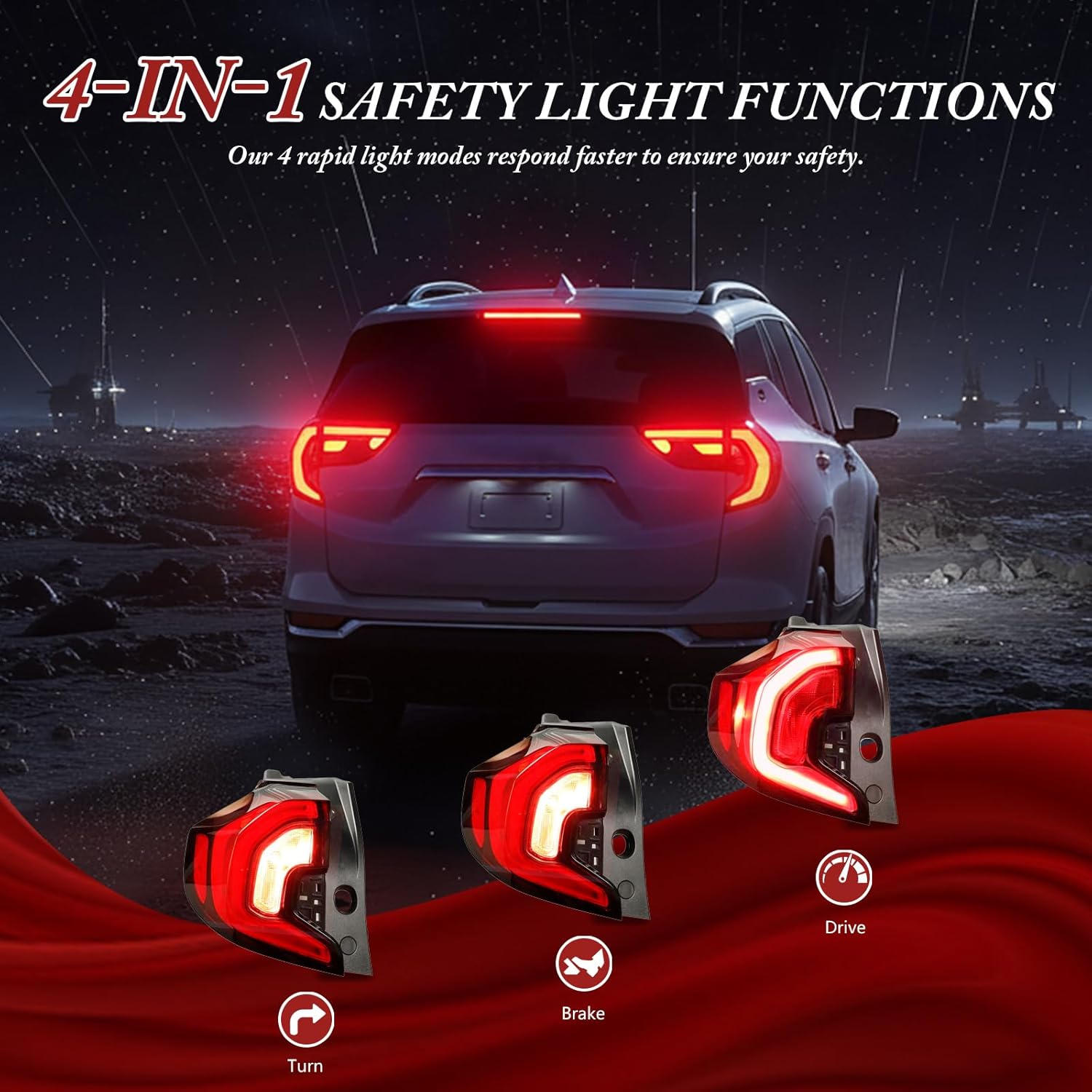 LED Left Rear Tail Light Assembly Without Blind Spot Compatible with GMC Terrain SLE/SLT/SL 2018-2021 Replacement# 84379497