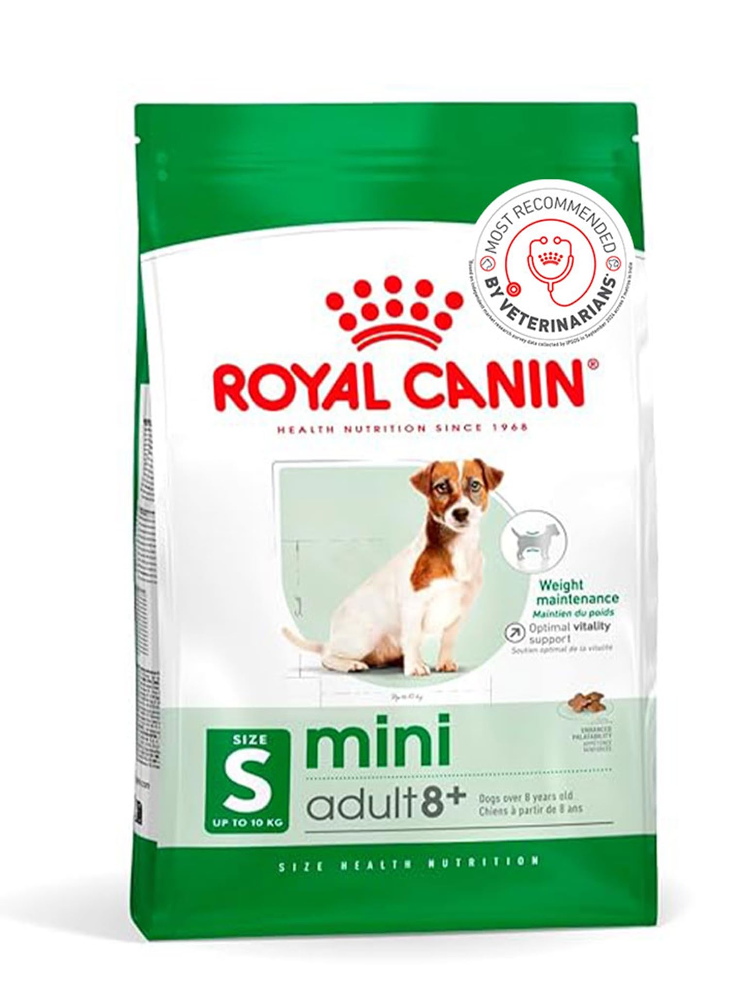 Mini Adult Dog Food for Dogs with 8+ Years of Age, 2 Kg, Supports Weight Management & Optimal Vitality Support, Helps in maintaining Strong & Healthy Bones