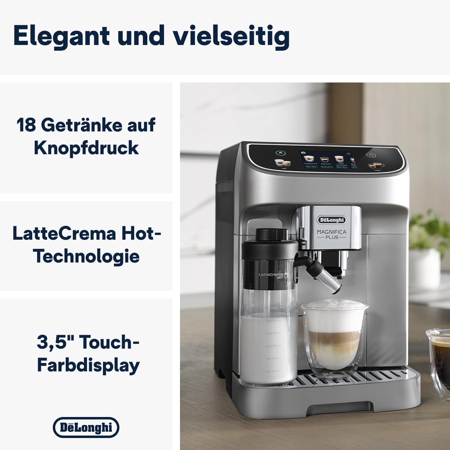 De'Longhi Magnifica Plus Ekspres do Kawy, Srebrny/Czarny, 1450W 240V
