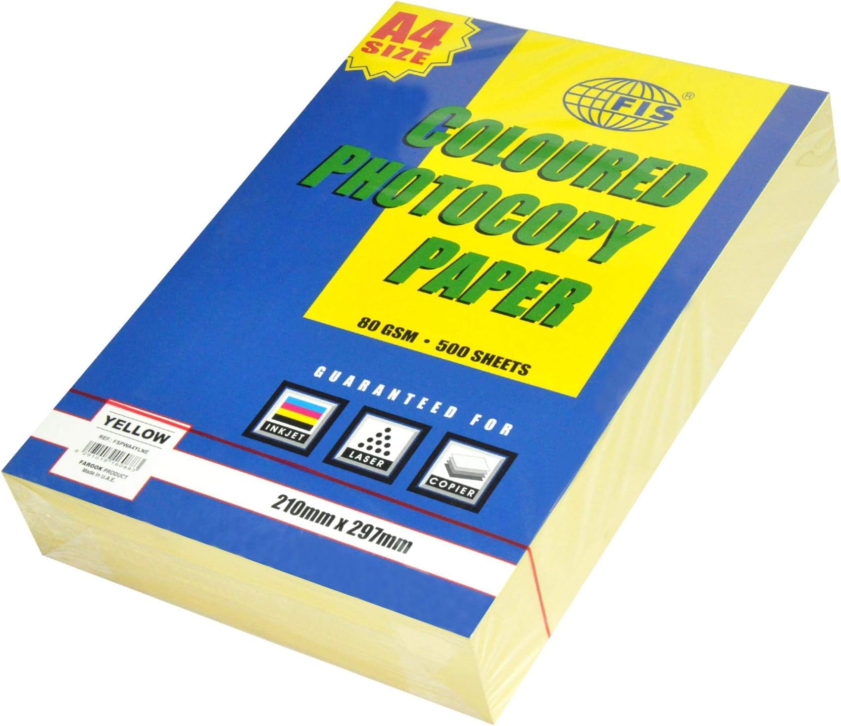 FIS Pastel Color Photocopy Paper, 500 Sheets, 80 gsm, Pastel Yellow Color, A4 Size - FSPWA4YLNE