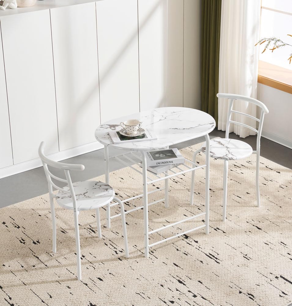 Amazon｜Jujwooo 円形 ダイニング 3点セット ダイニングテーブル  