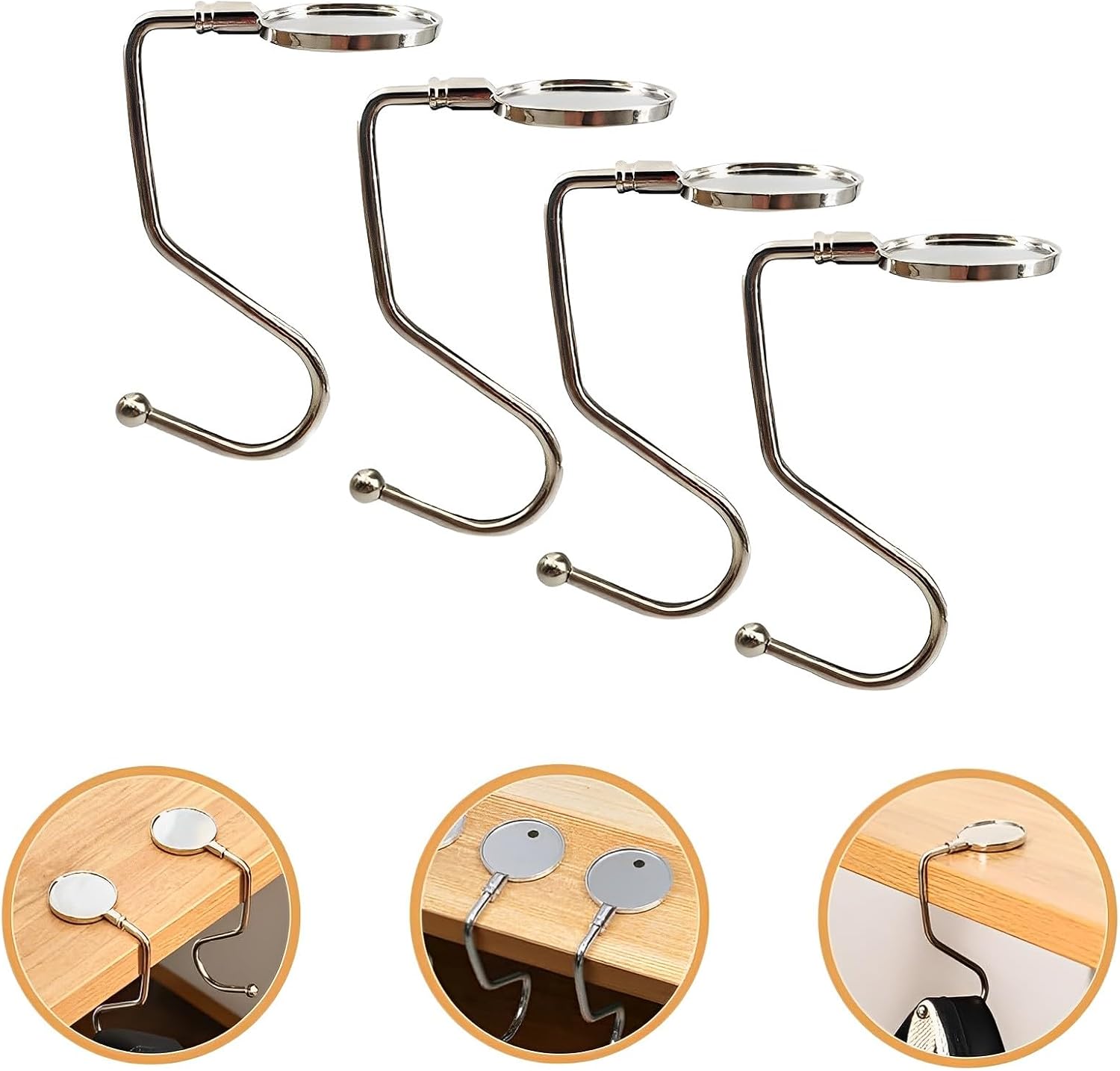 JIANYH 4pcs Bag Hooks for Table, Bag Hooks for Table, Bag Hook S typ