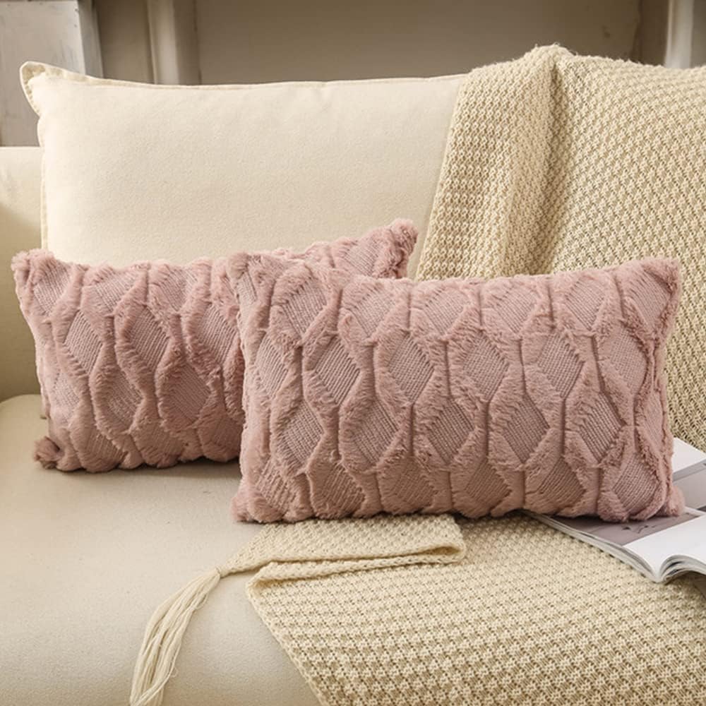 Set of 2 Decorative Throw Pillow Covers 22x22 Inch Soft Plush Short Wool Velvet Square Pillow Case Grey Cushion Cover for Couch Sofa Bedroom Outdoor (22"X22", Grey)