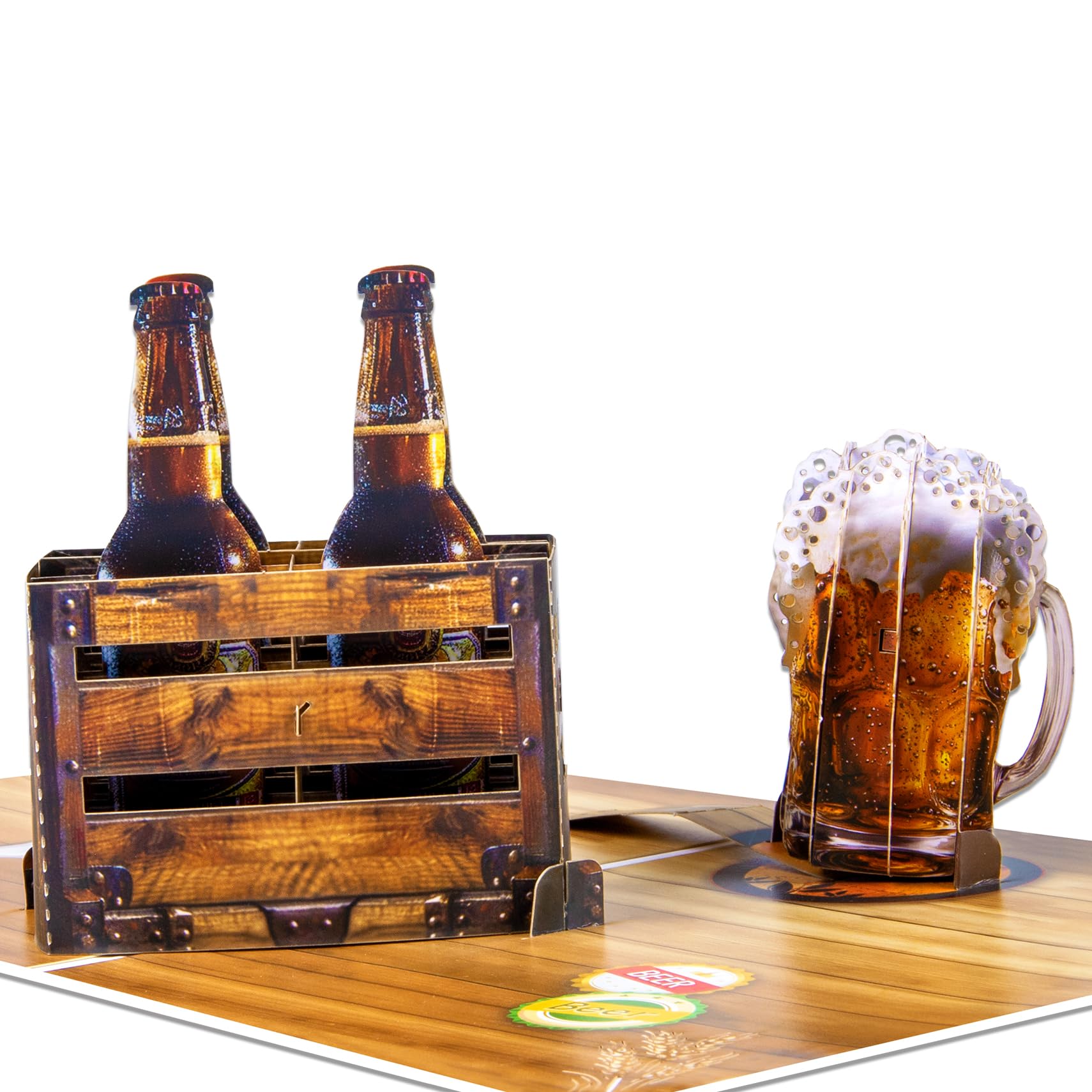 GREETING ART 3D Beer Pop Up Card, Fathers Day Pop Up Card, Pop Up Beer Cards for Dad Husband Grandpa Brother Uncle Friend Men Him, Gift for Birthday Retirement — image 1