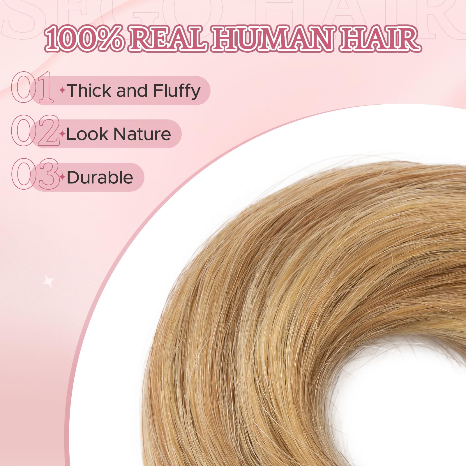 SEGOHAIR 17G Messy Bun Scrunchies Human Hair Straight Donut Hairpiece for Women Girls Dark Linen Mixed Bleach Blonde Hair Bun Maker Elastic Real Remy Donuts Updo Chignon - Image 2