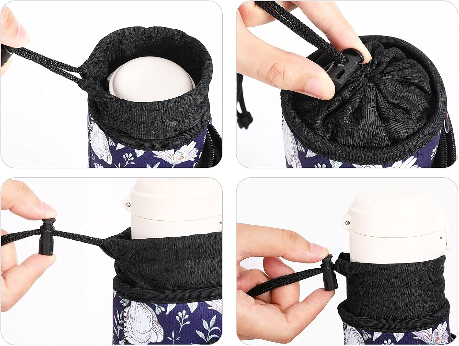 Nuovoware Water Bottle Carrier Bag, Bottle Pouch Holder, Adjustable Shoulder Hand Strap 2 Pocket Sling Neoprene Sleeve Sports Water Bottle Accessories for Hiking Travelling Camping, Blue Cosmos : Sports & Outdoors