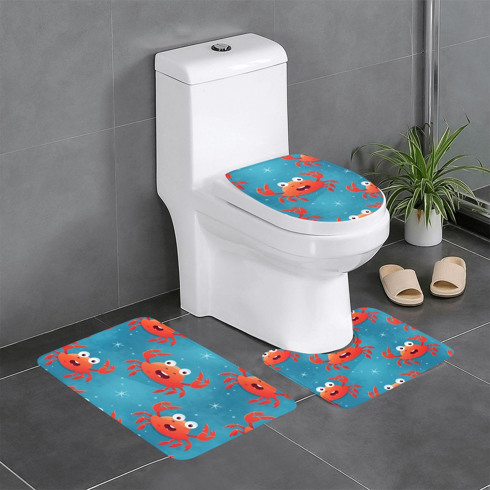 Tapis de salle de bain antidérapants crabe lot de 3 sécurisés