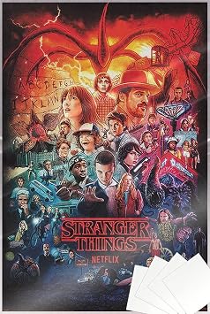 Stranger Things 1-4 - TV Show Poster Print Seasons 1,2, 3 & 4 - Montage Size 24" x 36" Laminated Poster & Strips