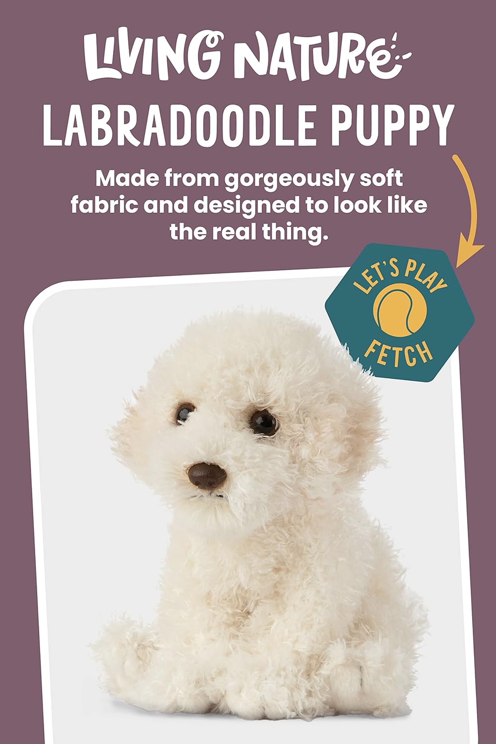 Living Nature Labradoddle Puppy Stuffed Animal | Fluffy Dog Animal | Soft Toy Gift for Kids | 6 inches - Image 3