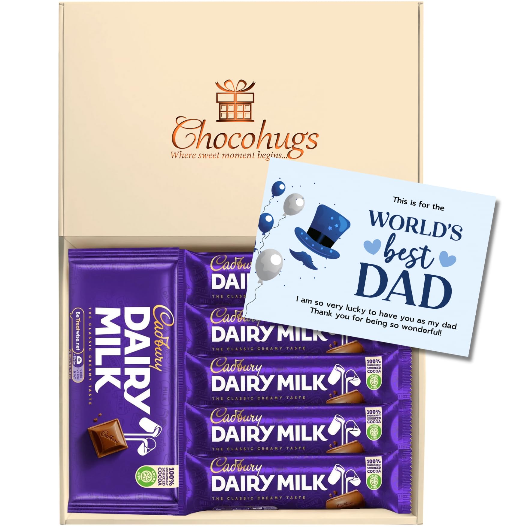 ChocohugsChocolate Gift Hamper Box | Gift for Father/Dad/Man | Filled with Dairy Milk Full Sized Chocolate Block and Bars | Treat Box of Chocolates