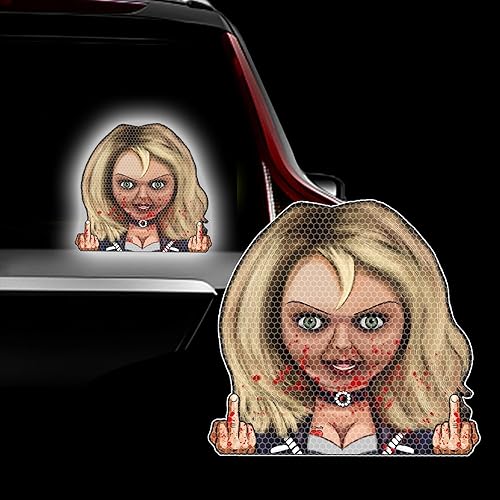 Adhesivo reflectante de Halloween con el dedo medio para automóviles, personajes de películas de terror 3D, vinilo para mirar al auto, para ventana,