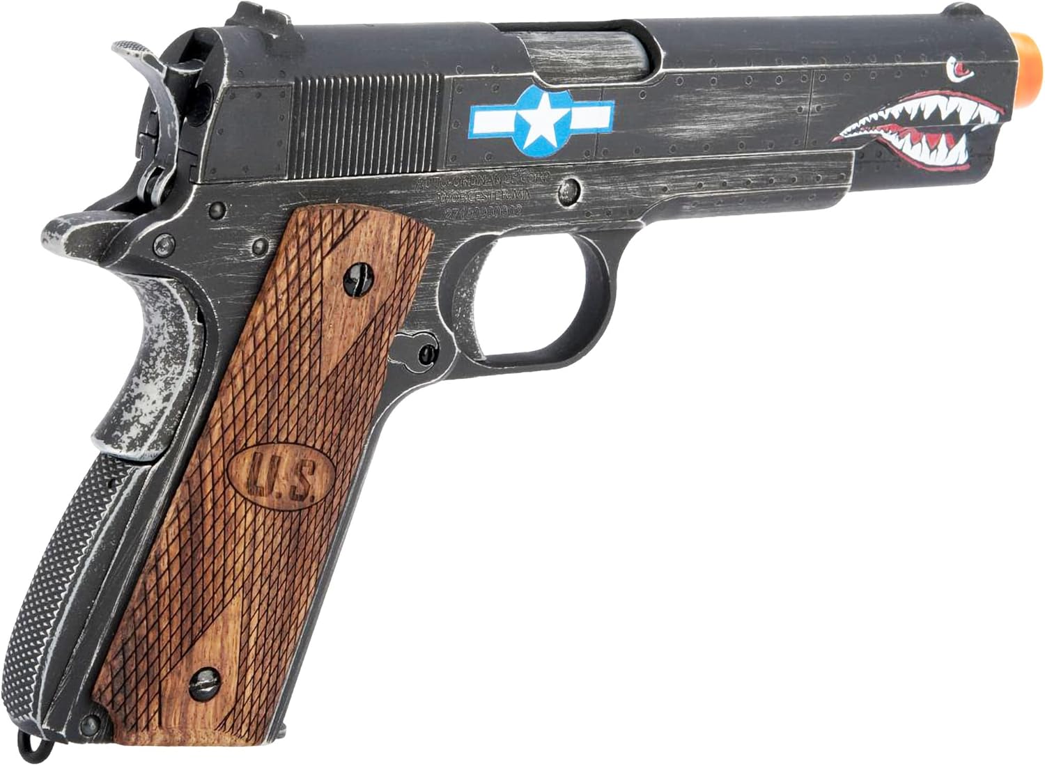 Evike Airsoft - Auto-Ordnance Licensed Custom Airsoft 1911 Gas Blowback Airsoft Pistol Licensed by Cybergun x AW Customs (Model: Squadron)