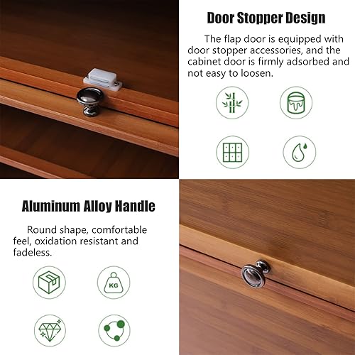 Miniatura 7 de DYRABREST Armario organizador de zapatos de 10 niveles con cubierta, armario de madera para zapatos, estante de zapatos con asa sofisticada y