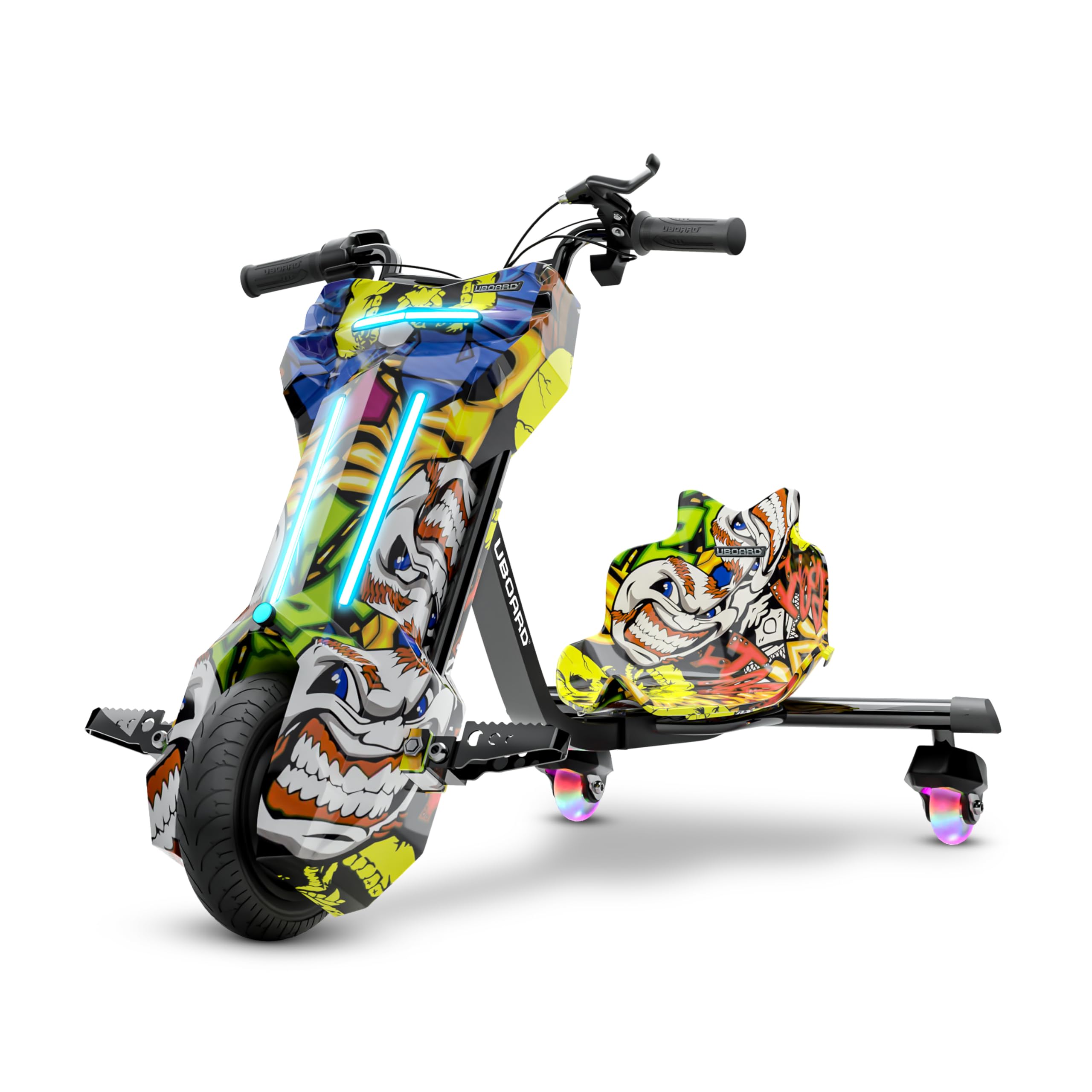 Uboard 3-Wheel Drifter with LED Lights and Bluetooth for Kids Ages 6+Years,15 km/h Top Speed, 3-Hour Charge, 75 kg Weight Capacity