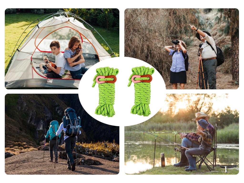 4 Pcs Corde à Cliquet Réfléchissante Orange 4mm - Paracorde Nylon Avec Tendeur Aluminium Et Poulie Pour Camping Randonnée