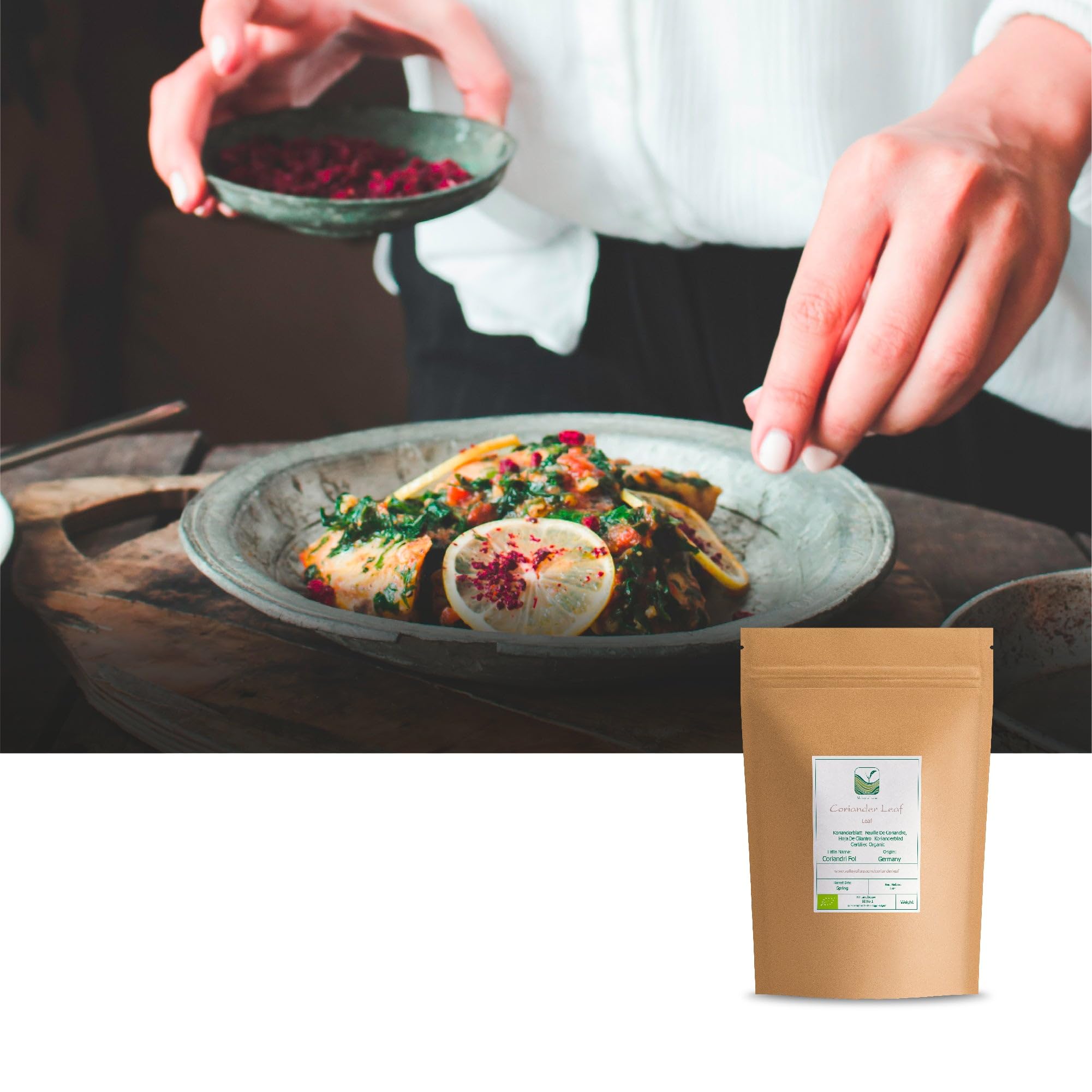 Feuilles de Coriandre Séchées Bio - Qualité Culinaire | au goût frais et légèrement citronné pour relever soupes salades et plats asiatiques