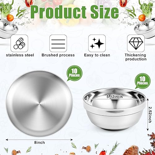 Miniatura 2 de Sunnyray Platos y cuencos de acero inoxidable para campamento, reutilizables, de acero de 13 onzas, platos de cena para servir aperitivos, platos de