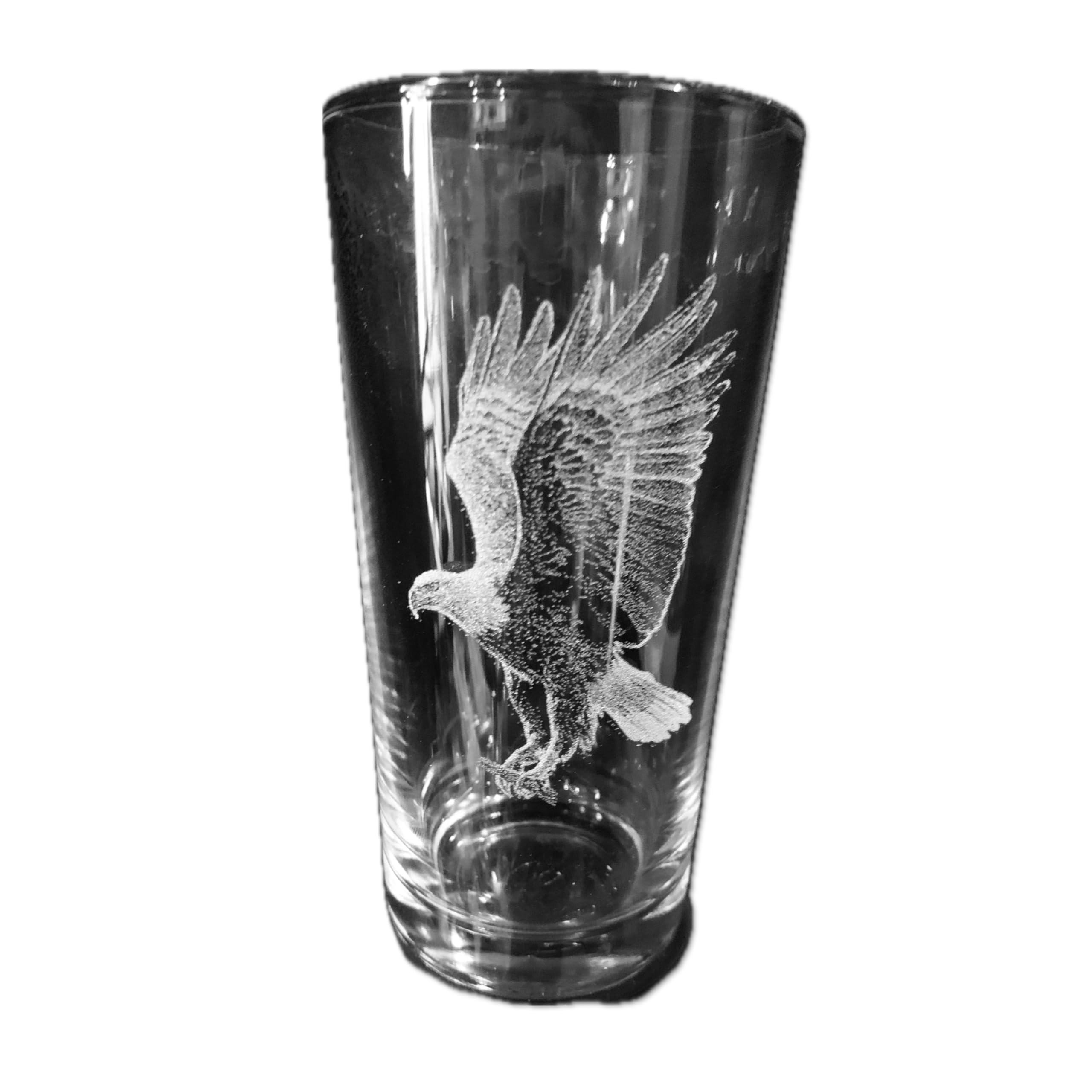 Animal Engraved Glass - Personalised Etched, Gift, Wine, Pint, Whiskey, Gin, Decanter, Cup, Tea, Shot, Christmas, Birthday, Brandy, Coffee, Mug, Beer, Set, vase, Bottle, Wedding, (Eagle)
