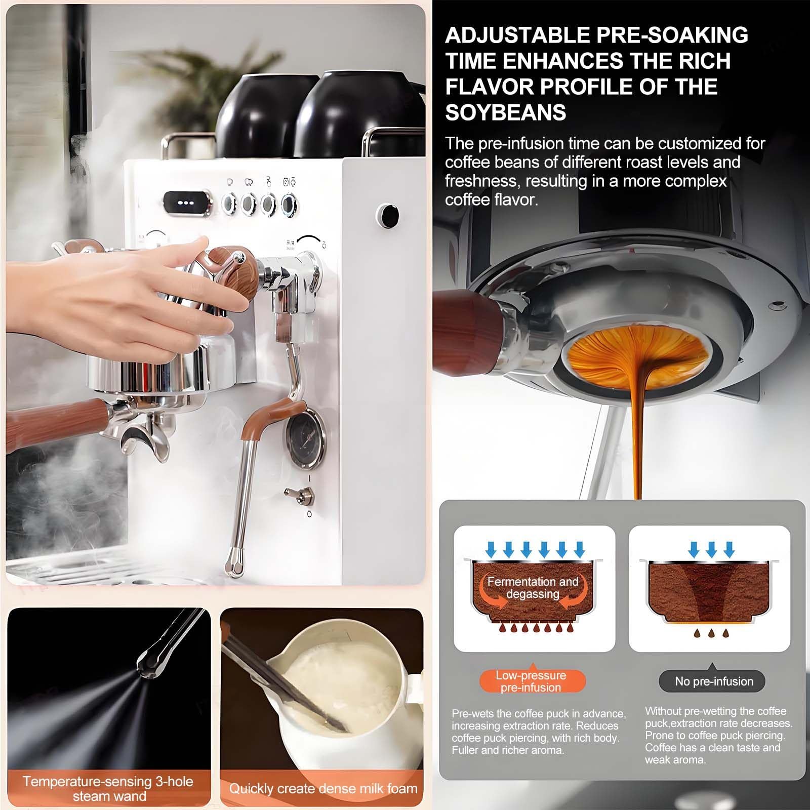 Spieniacz I Spieniacz Do Mleka, Elektryczny Podgrzewacz I Spieniacz Do Mleka Do Latte I Macchiato, Z Dyszą SpieniająCą, 58 Mm, Ubijak O StałEj Sile Spieniania, łYżEczka Do Kawy