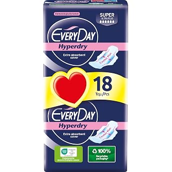 EveryDay Hyperdry Super Absorbent Sanitary Pads with Wings Hyper Dry and Ultra Absorbent Pack of 18