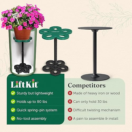 Miniatura 5 de Lift Kit Planter Insert, para macetas extra grandes y contenedores de plantas grandes, interiorexterior, elevación de columna XLalta 21-34"