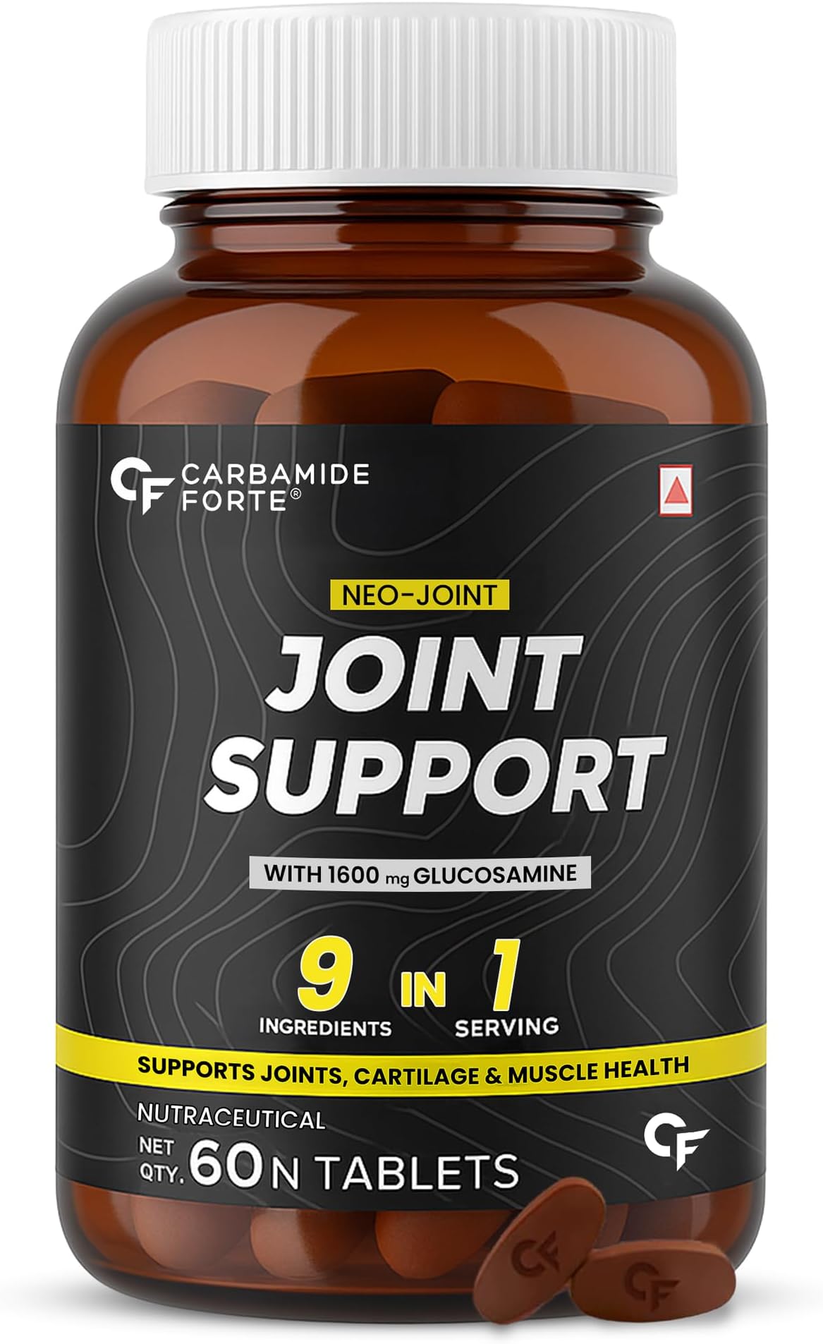 Joint Support Supplement for Adults with Glucosamine 1600mg Per Serving with Chondroitin, Boswellia, Turmeric & Ginger- Tablets 60 Count