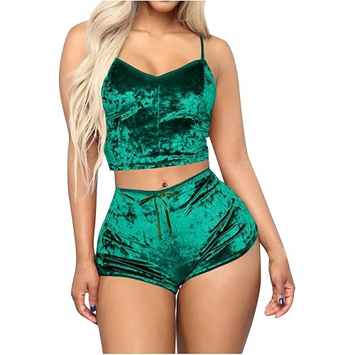 Women's Strappy Lingerie Deep V Sexy Lingerie Velvet Camisole Bow Shorts Set Bra Underwear Naughty Outfits