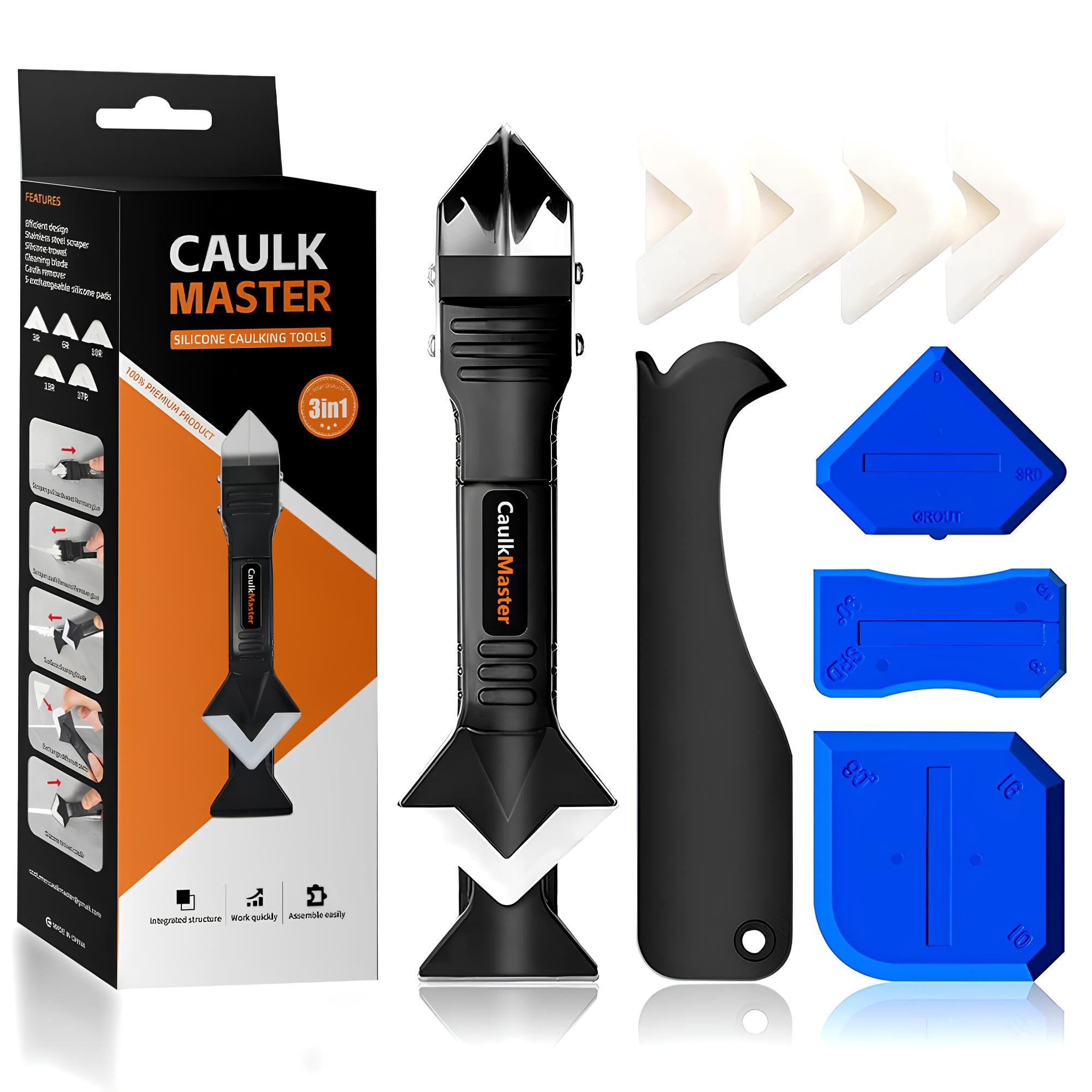 Professional 3-in-1 Silicone Caulking Tool: Remover, Smoother, and Application Scraper