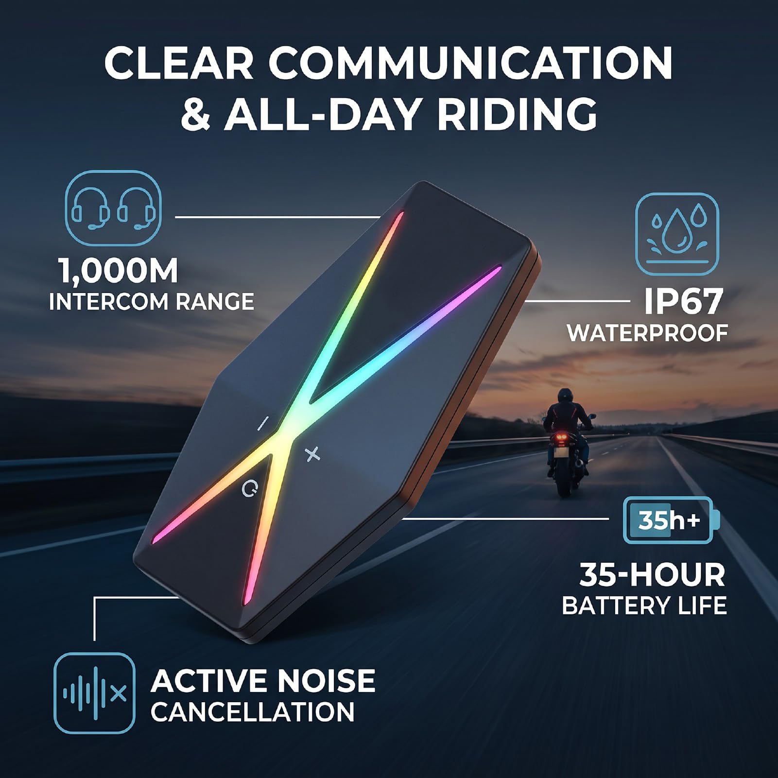 Sxhlseller Oreillette Bluetooth Moto, 1000m, Ip67
