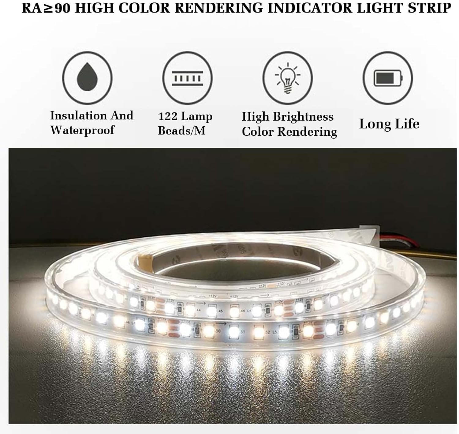 OUKMXSY 長方形天井ミラー、LEDライト付きフローティングバス