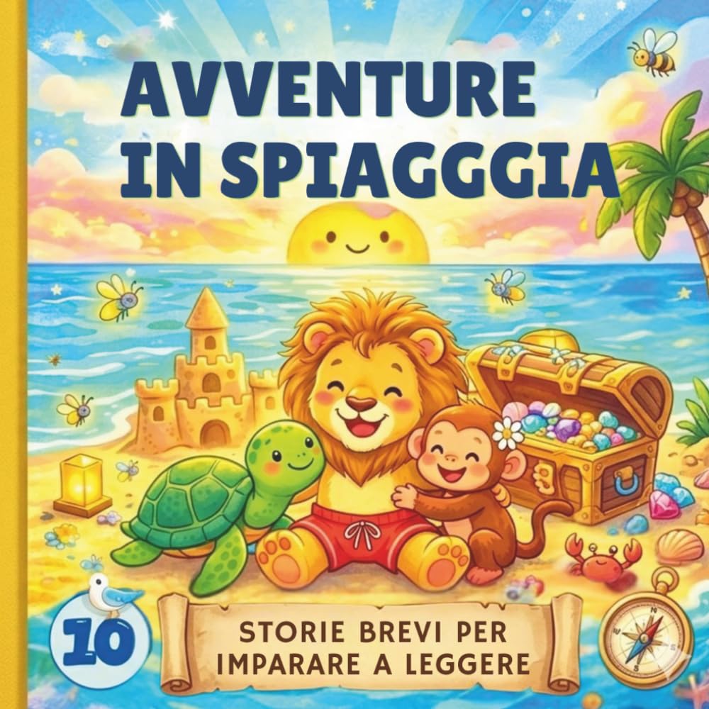 AVVENTURE IN SPIAGGIA: 10 Storie per Bambini su Amicizia e Natura. Libro Illustrato in Stampatello Maiuscolo per Prime Letture (5-8 anni)