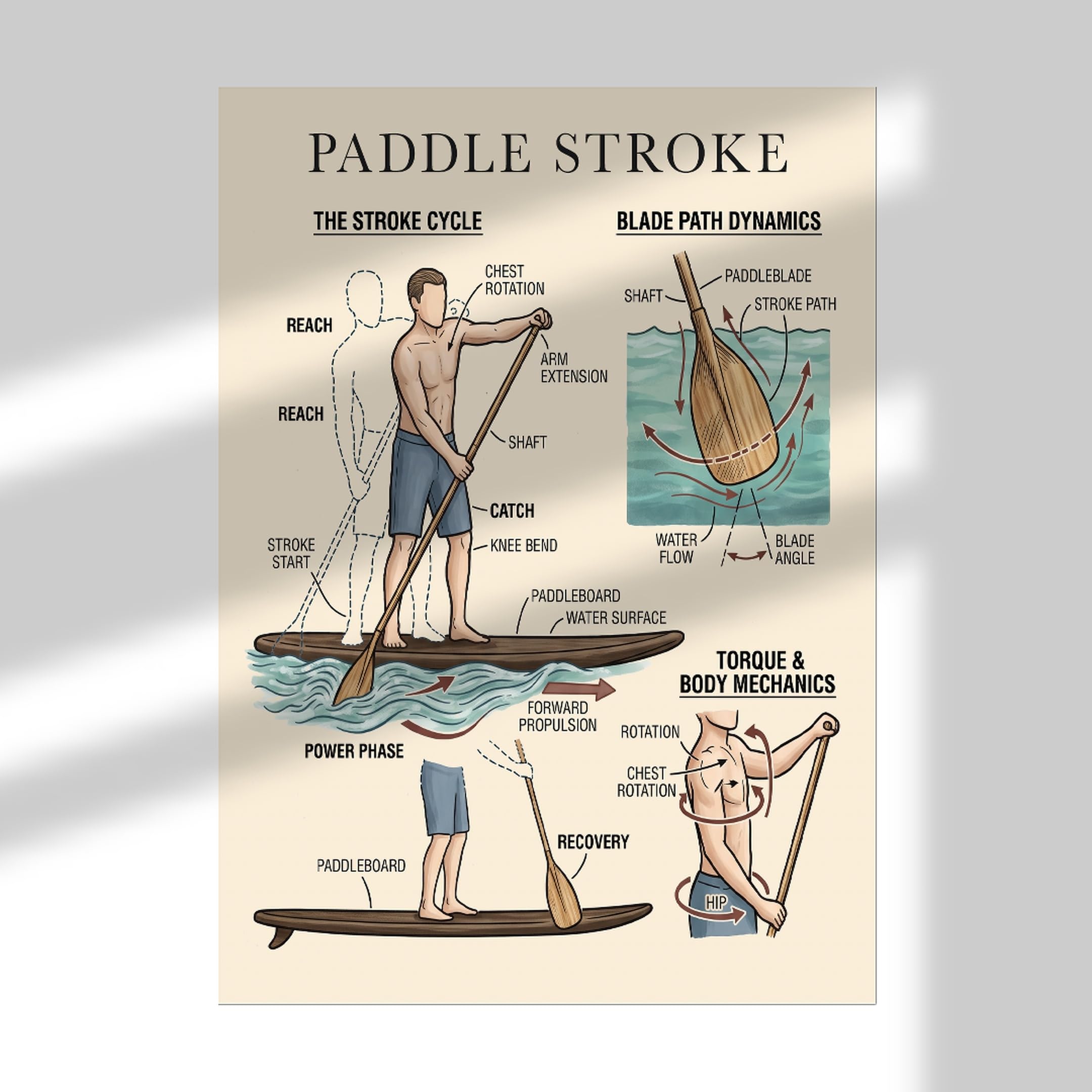 Wallbuddy Arte de pared de técnica de paddleboardin (60 x 90 cm, Sin marco)