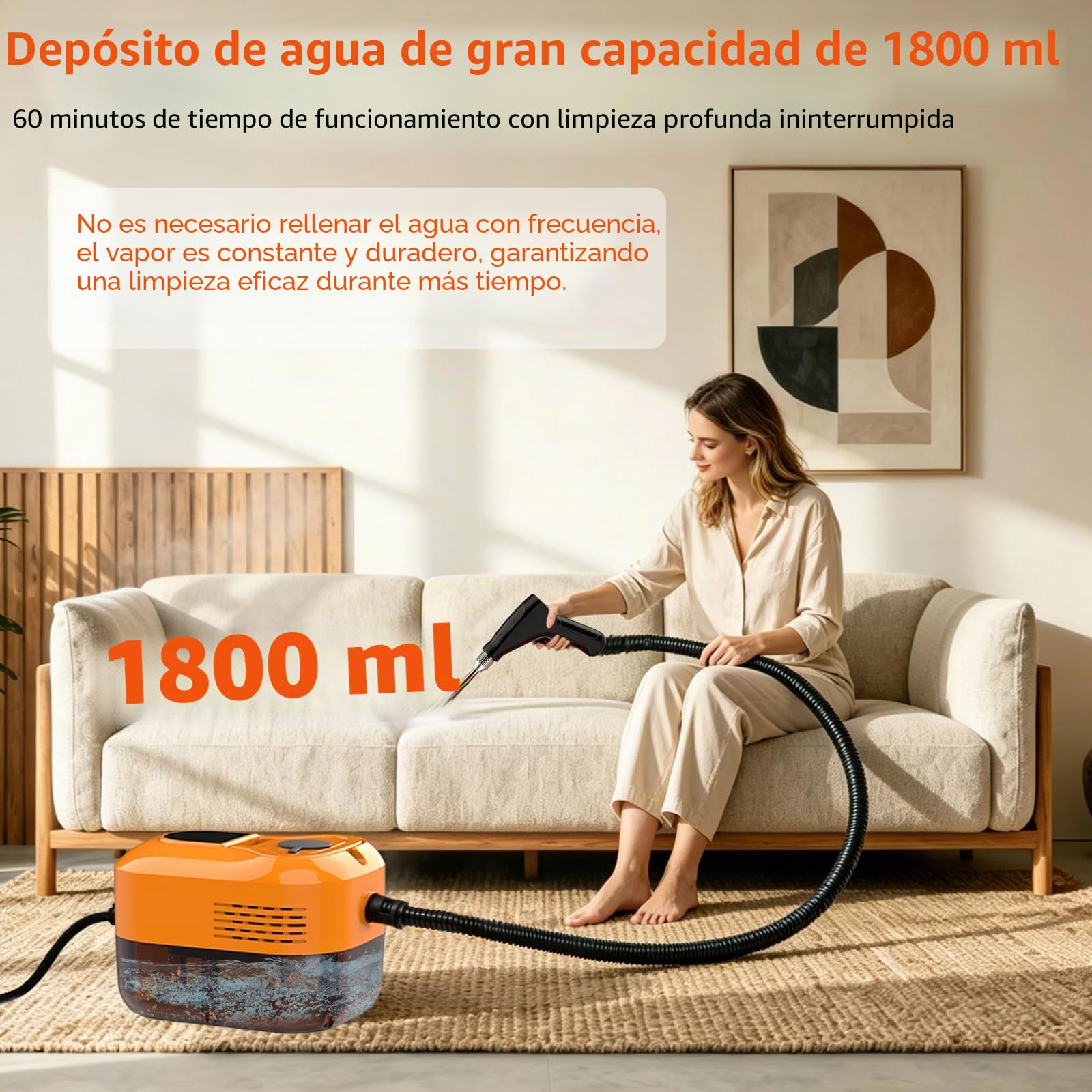 Vaporeta Limpieza Hogar, Limpiador a Vapor Portátil 6 Niveles Reg, Calentamiento 15s, 3,5 Bar Vaporeta Limpieza Hogar Potente, Depósito 1800ml, 17 Accesorios Multifunción, Apto para Cocina y Coche
