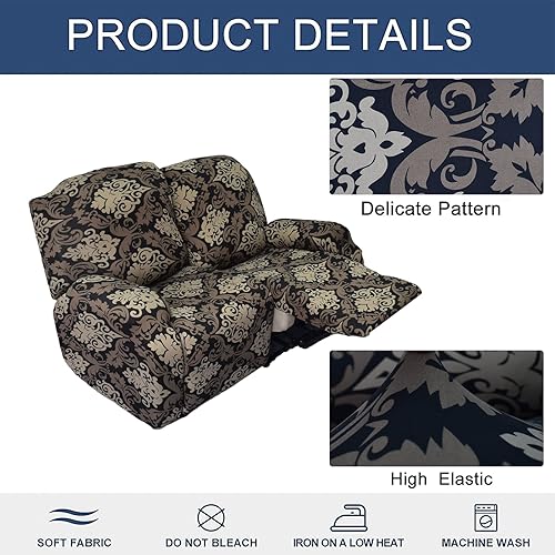 Miniatura 6 de HAOYONG Fundas para sofá biplaza reclinable, 6 piezas, fundas elásticas para sofá reclinable de 2 cojines, fundas protectoras suaves para muebles