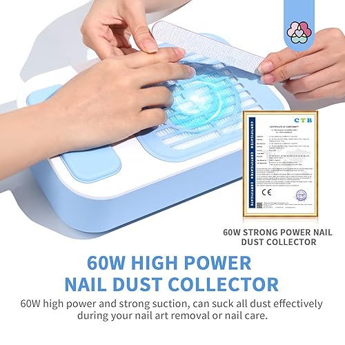 Miniatura 3 de SAVILAND Colector de polvo de uñas: colector de polvo para uñas con filtro reutilizable, aspirador de uñas, ventilador extractor de polvo,