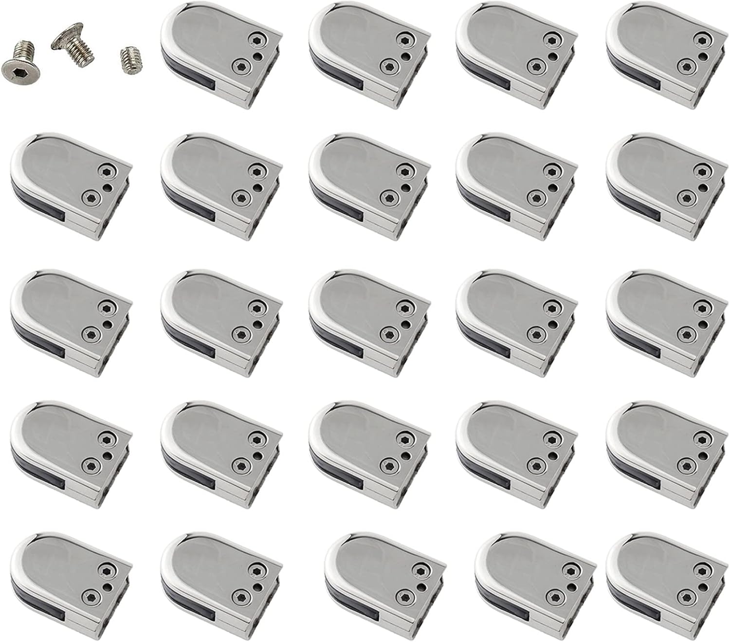 24pcs Flat Back Glass Clamp, 1/3-2/5-1/2in 304 Stainless Steel Glass Clip, Adjustable U Shape Glass Clip, For Balustrade Staircase Handrail Pool Balcony Home Garden,10mm