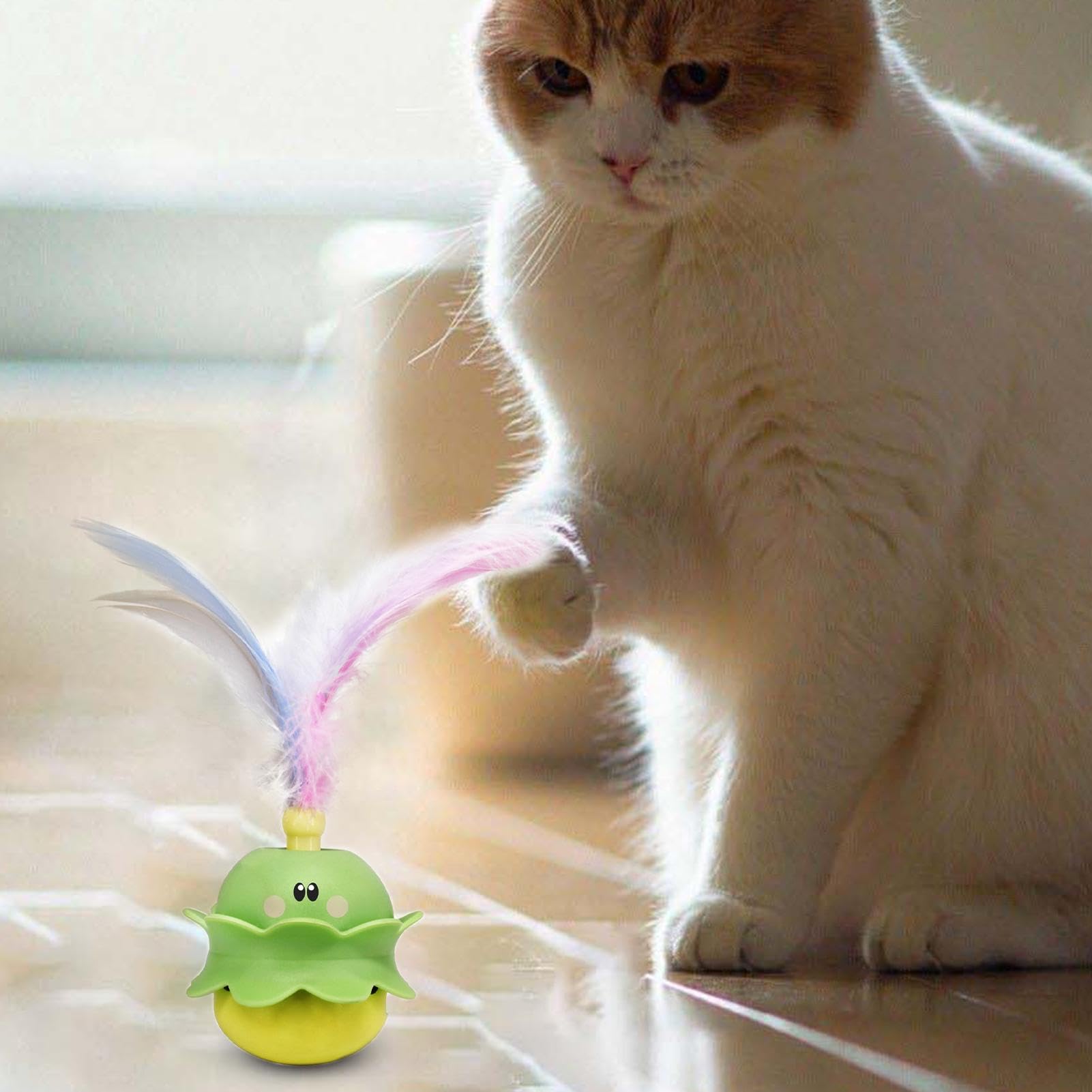 Giocattolo Per Gatti Con Piume - Sfera Interattiva Resistente Al Morso Per Gattini - Foto 3