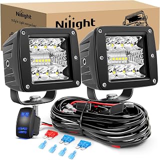 Nilight 3-Inch LED Cube Lights, Spot-Flood Combo, with Wiring Harness