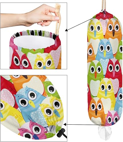 Miniatura 4 de Plastic Bag Holder Cute Owl Birds, Reusable Grocery Bag Holder, Hanging Plastic Bag Dispenser for Kitchen Decor