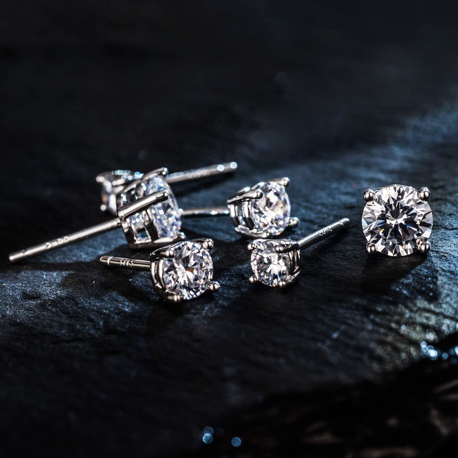 925 Sterling Silver Earrings, Cubic Zirconia Stud Earrings, Diamond Stud Earrings for Women - Image 5