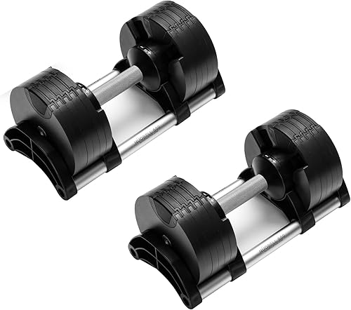 Miniatura 13 de NUOBELL - Juego de mancuernas ajustables [campanas de acero] Juego de mancuernas ajustables – placas de peso de acero mecanizado, mango moleteado,