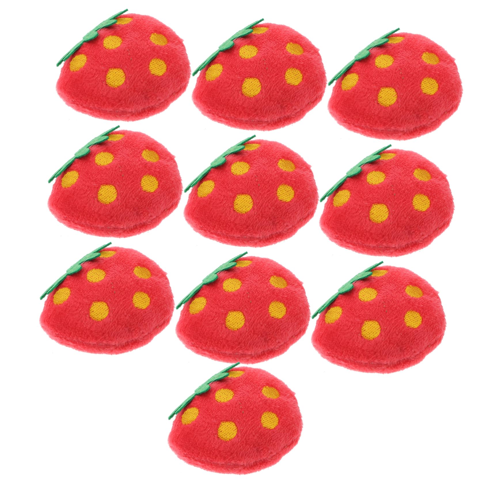 Happyyami 10pcs Strawberry Cat Toys Plush Soft Pet Chew Dolls for Cats and Kittens, Pink Strawberry Shape, for Pet Playing and Home Decor, Sturdy Plush Material for Interactive Style