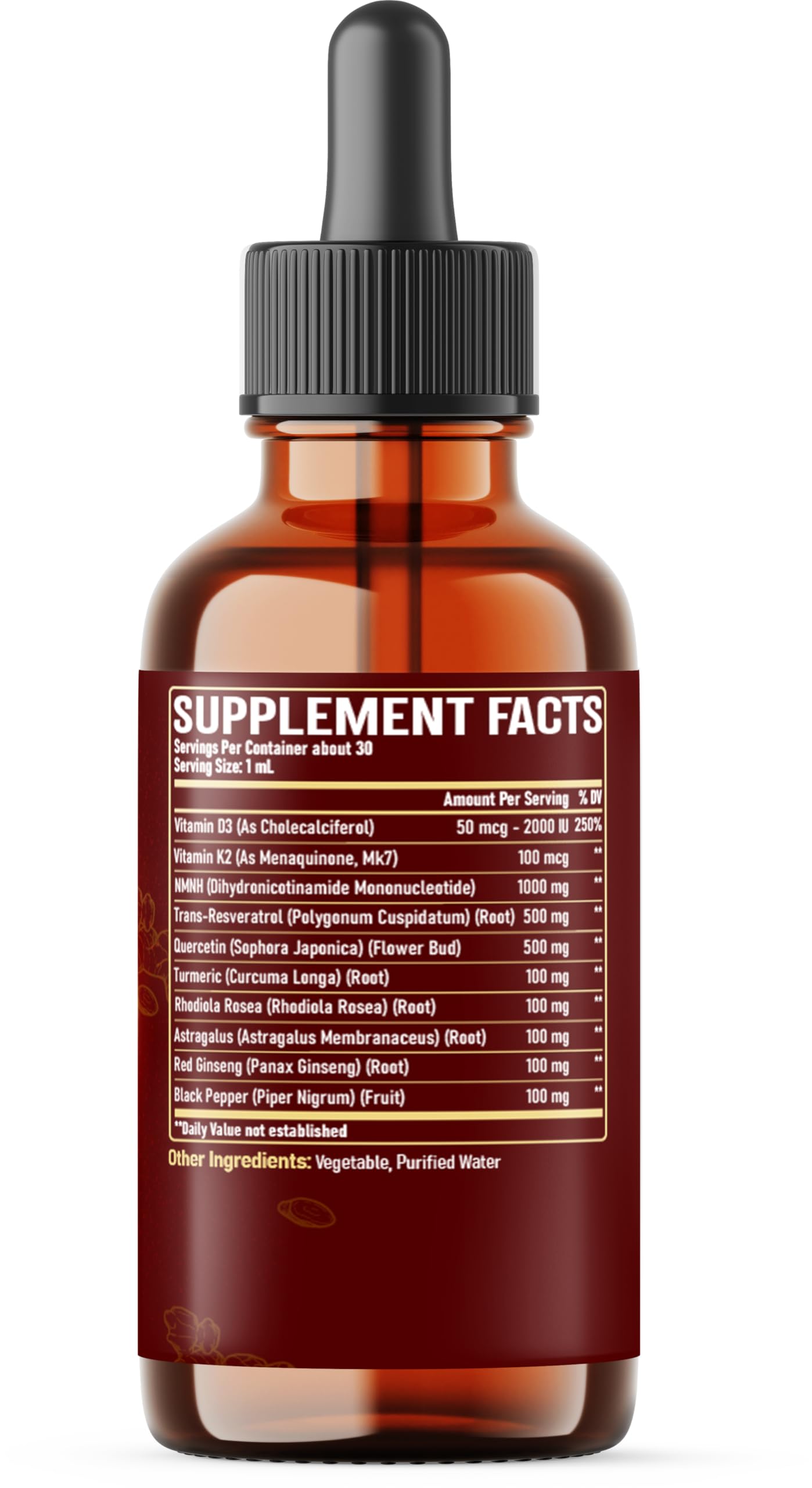 NUQIIT 10in1 NMNH Liquid Drops w/NMNH 1000mg, Vitamin D3-K2, Quercetin Suppement Trans-resveratrol and 5 More Herbals - Cellular Energy & Vitality, Healthy Aging - 1 FL Oz - 2 Month Supply — Amazon image 8