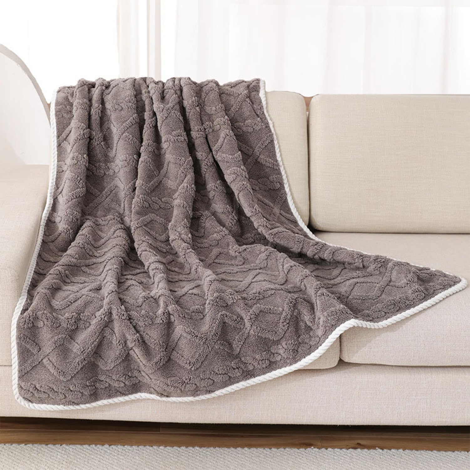 Jyswx Waterproof Dog Blanket Large 50x70cm – Reversible Pet Throw for Sofa & Bed, Soft Washable Fleece Blanket, Waterproof Pet Bed Protector, Coffee