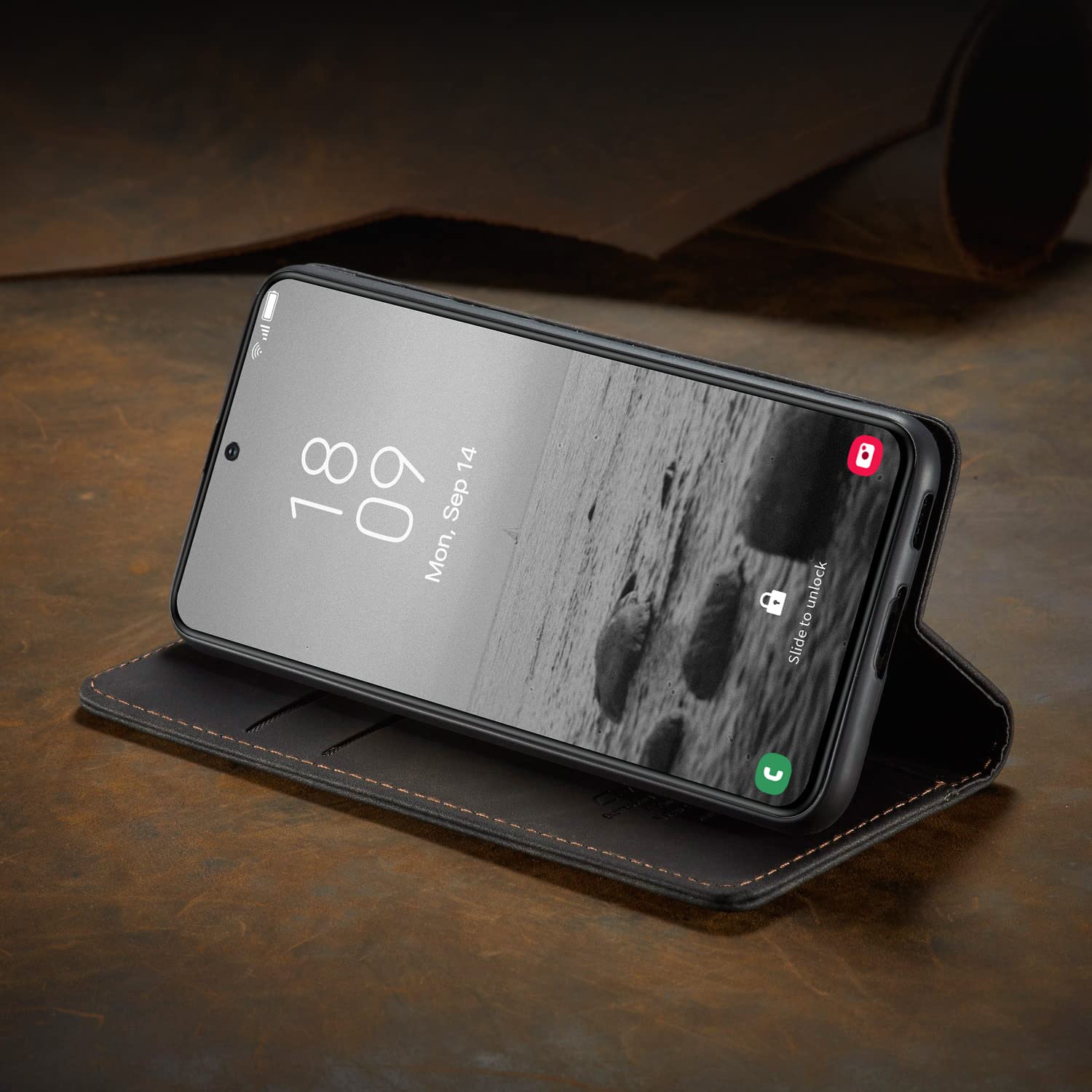 KZB Etui Portfelowe do Samsung Galaxy S23 5G z klapką etui ze skóry PU Premium portfel przegródki na karty magnetyczne funkcja stojaka, Czarny