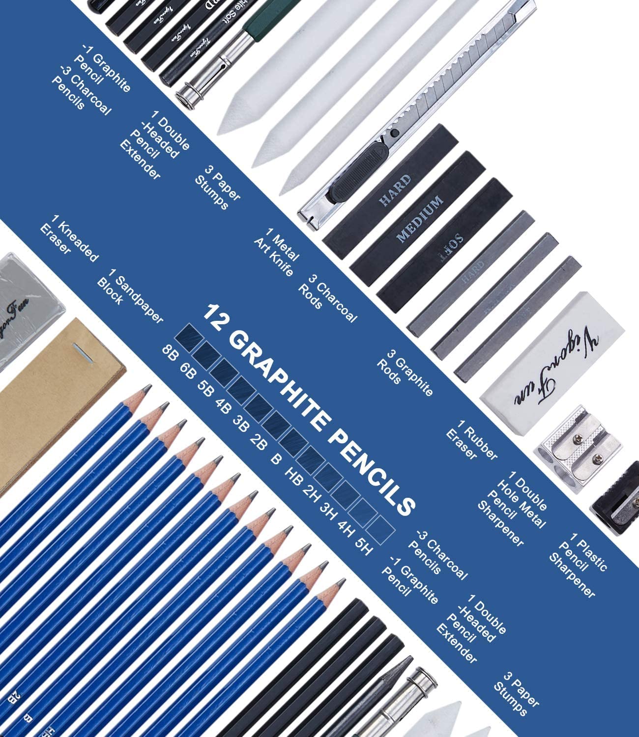 Professional Drawing Pencil Set - Artist Kit -2 Professional Drawing Pencil Set - Artist Kit -2